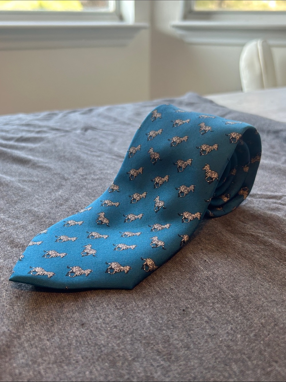 Vineyard Vines Teal Tie with Zebra print